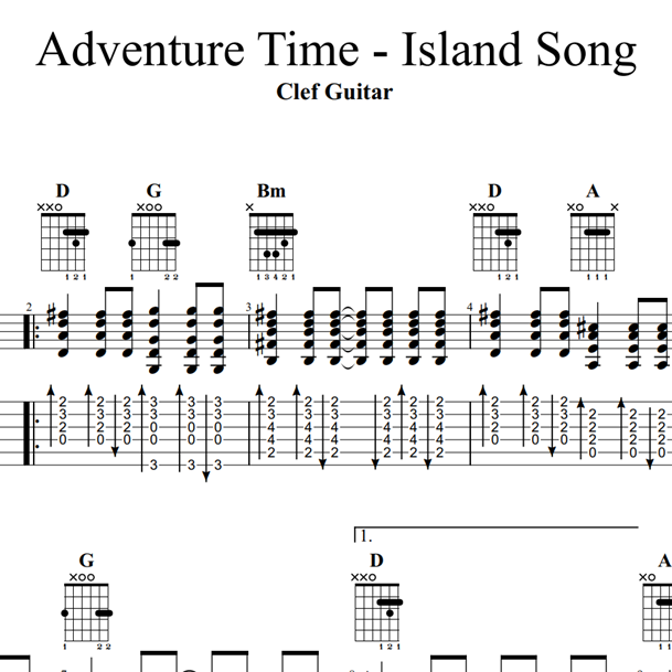 Adventure Time - Island Song [TAB + Chord] : clefguitarC