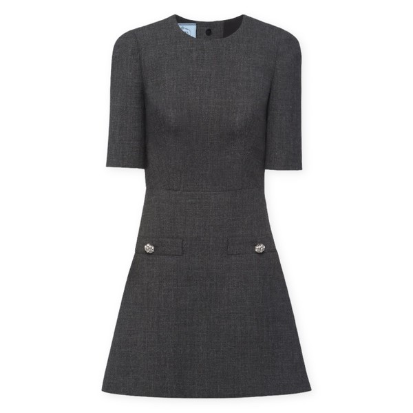 prad* button-embellishment wool minidress