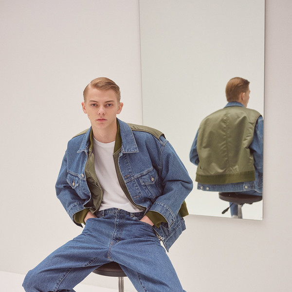 ソフトハイフン BACK TO FRONT MA-1 DENIM JACKET Back To Front MA-1 Denim Jacket : extraim-seoul