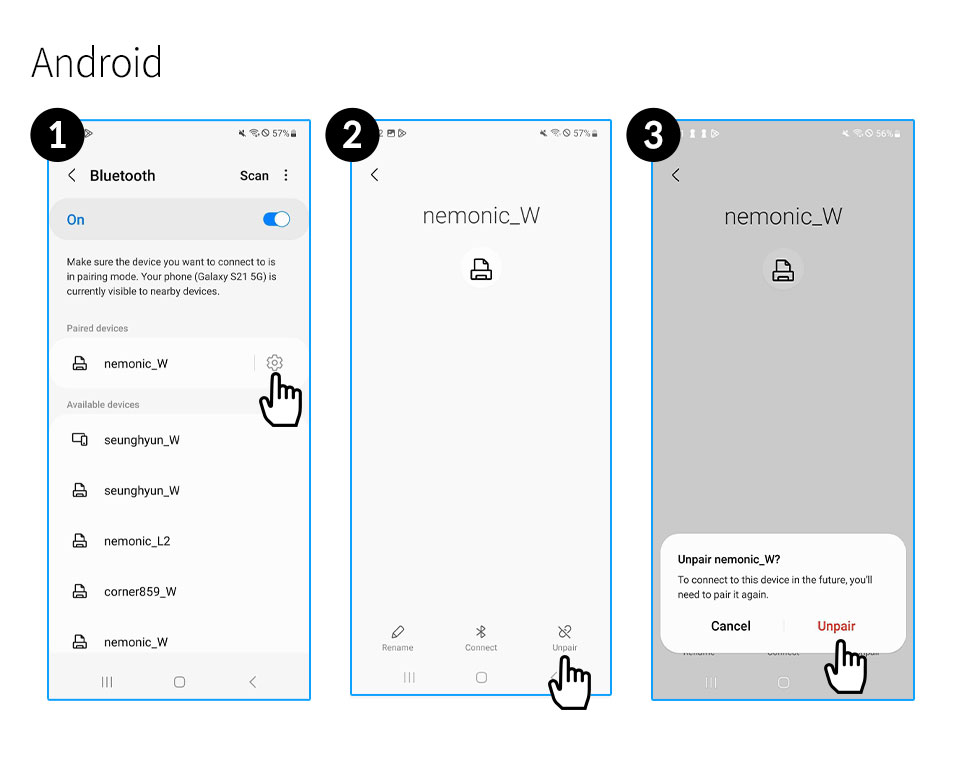 Android - I cannot connect the Nemonic Label printer to my smartphone ...