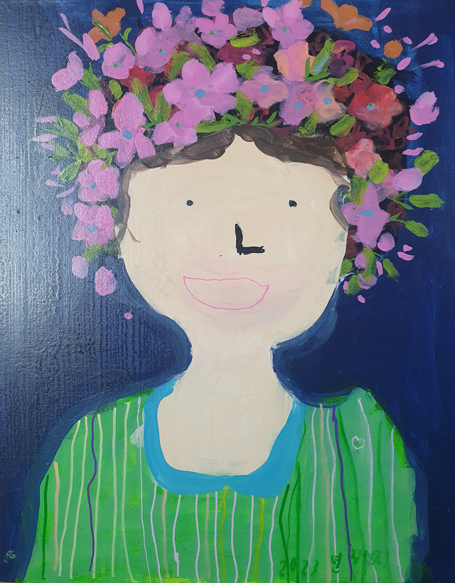 장연지, 사랑하는 외할머니, acrylics on canvas, 50×40cm, 2023
