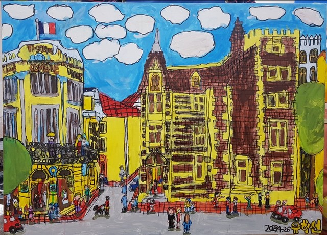 유하선, 성으로 여행, acrylics on canvas, 72.5×52.5cm, 2023