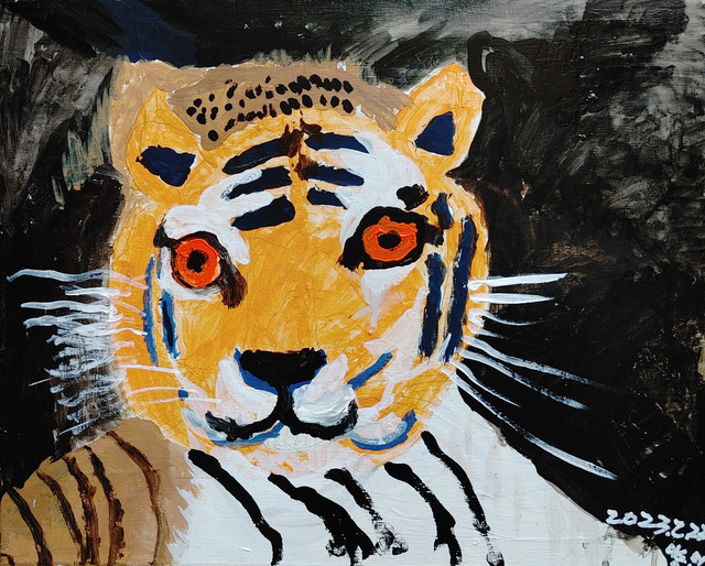이승민, 호랑이, acrylics on paper, 52×38cm, 2023