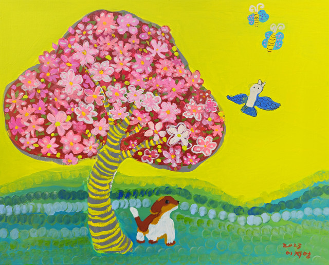 이지영, 강아지와 친구들, acrylics on canvas, 65.1×53.0cm, 2023