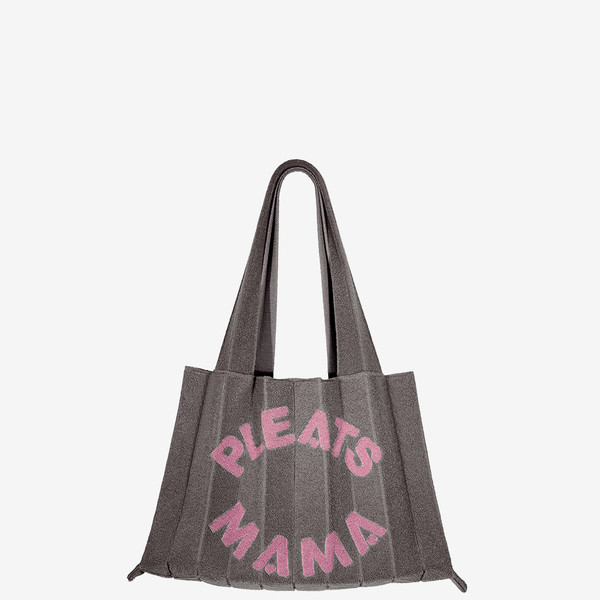 【PLEATS MAMA】 Poodle Shoulder Bag GRAY POODLE BAG GREY : PLEATSMAMA: Sustainable Knit Pleats Bag