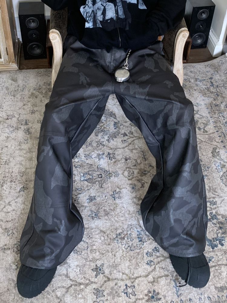 POH Dark Pattern Camo Leather PantsTIWILLTANG