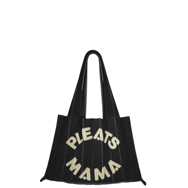 【PLEATS MAMA】 Poodle Shoulder Bag GRAY POODLE BAG BLACK : PLEATSMAMA: Sustainable Knit Pleats Bag