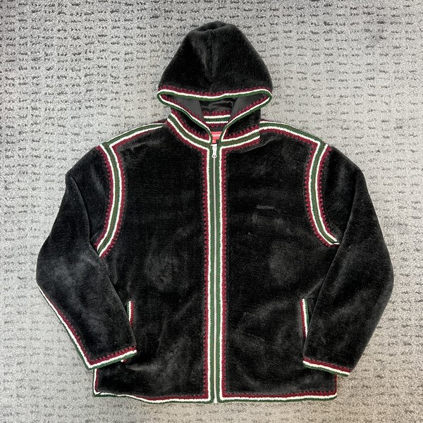 Supreme Crochet Edge Hooded Zip Up Top Black sz.xl : soberseoul