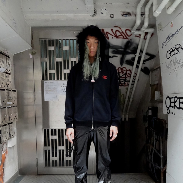 FUR HOODIE BLACK : MOSAIC SOCIETY