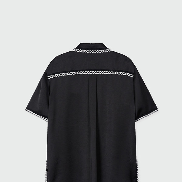 トップス ek CROCHET S/S SHIRT BLACK