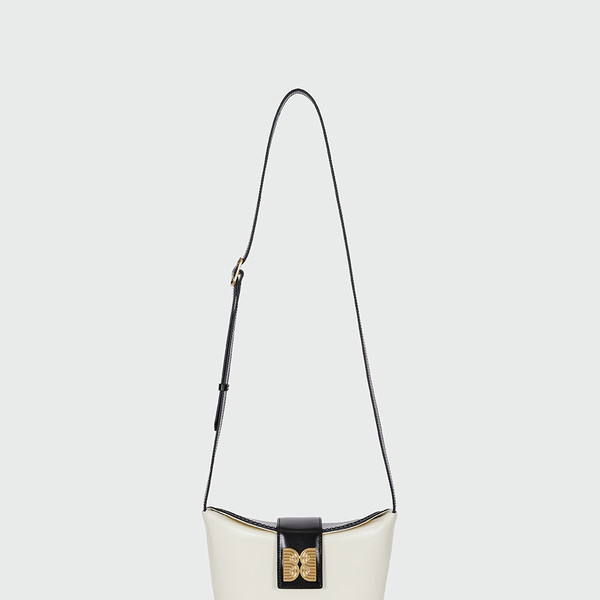 HOBART Folded Top Bucket Bag - Black/Ivory : EENK SHOP