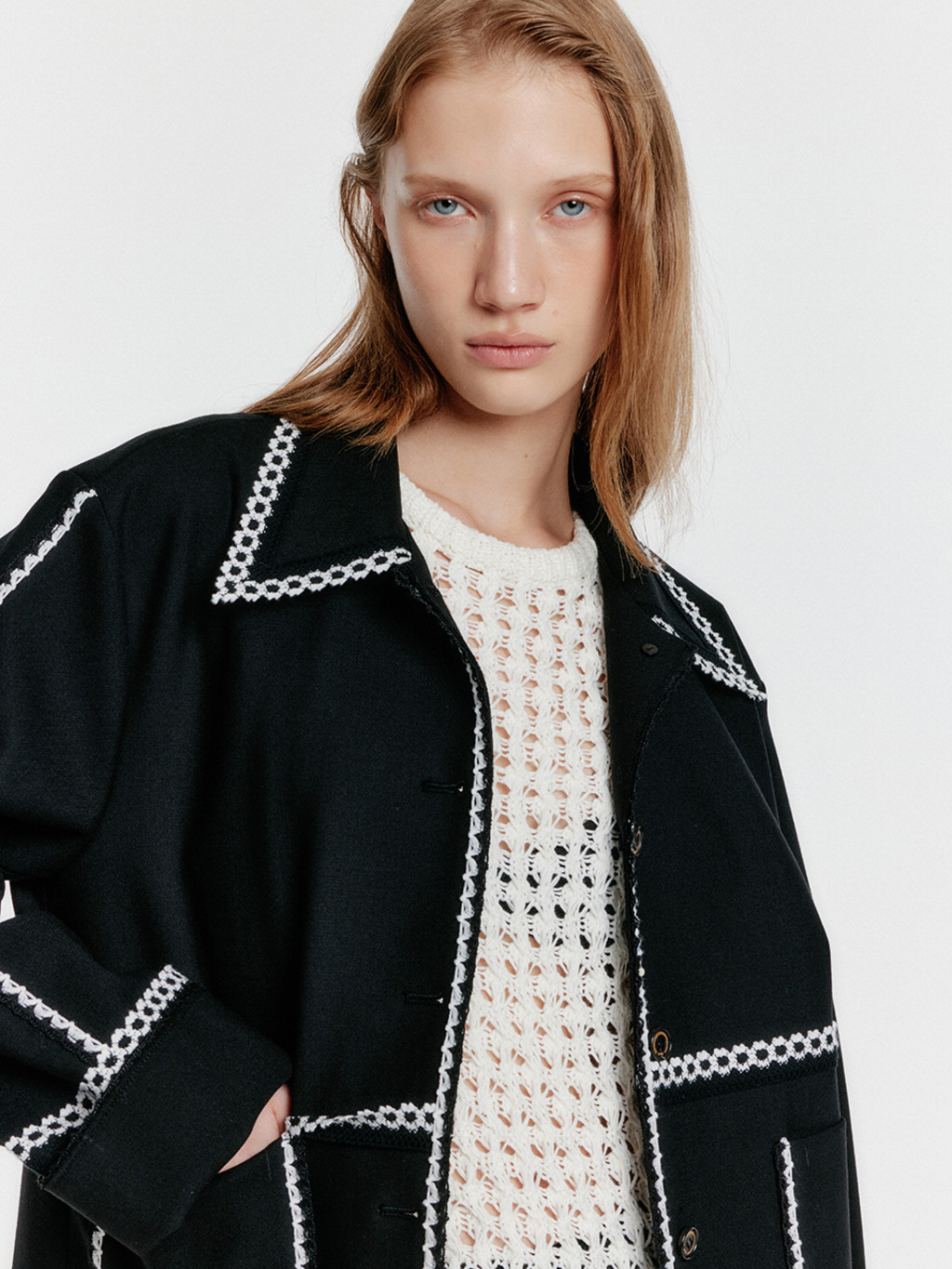 【EENK】ZILOUS Round Neck Coat 2colors ZILOUS Round Neck Coat - Black : EENK SHOP