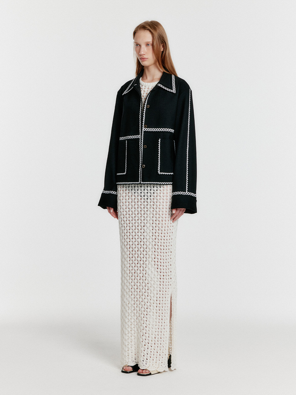 【EENK】ZILOUS Round Neck Coat 2colors ZILOUS Round Neck Coat - Black : EENK SHOP