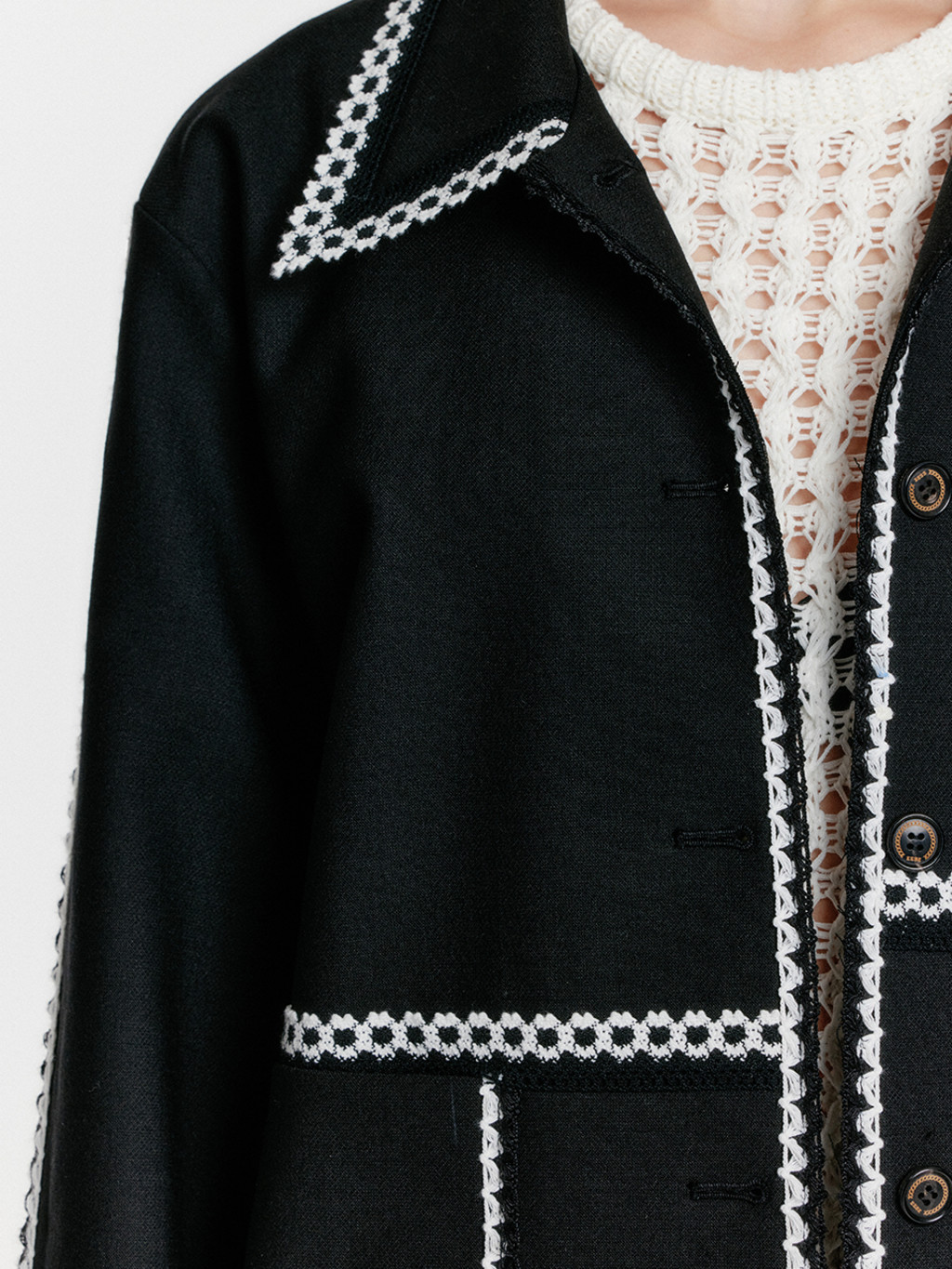 YEON Two-Pocket Single Jacket - Black : EENK SHOP