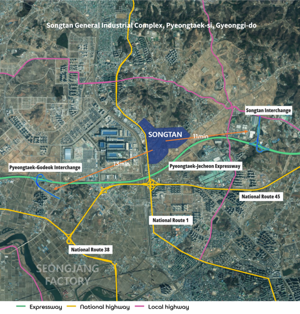 Major Road Network In Songtan General Industrial Complex Pyeongtaek Si