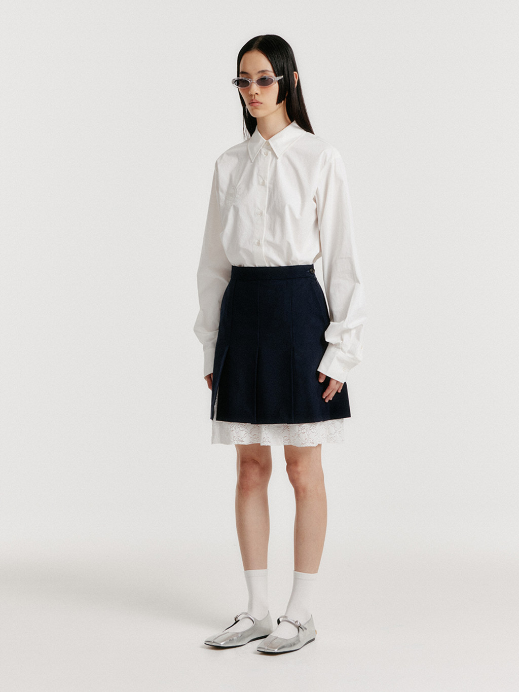 EENK ホワイト長袖シャツ EENK ホワイト長袖シャツ YOM Long Sleeve Shirt - White : EENK