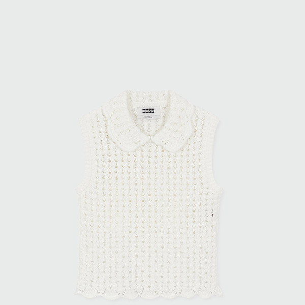 YELT Cable Knit Collared Top - Ivory : EENK SHOP