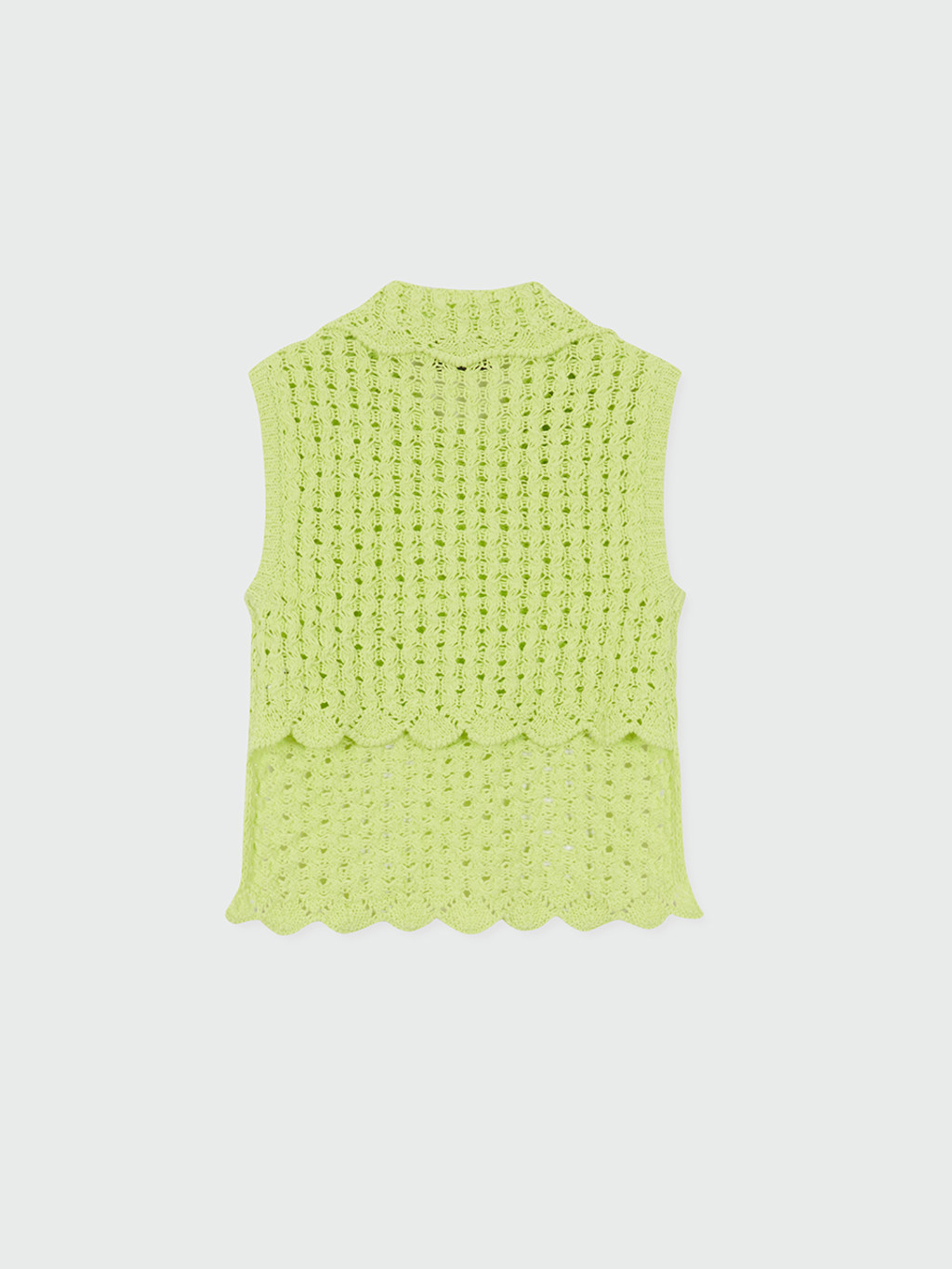 YELT Cable Knit Collared Top - Yellow Green : EENK SHOP