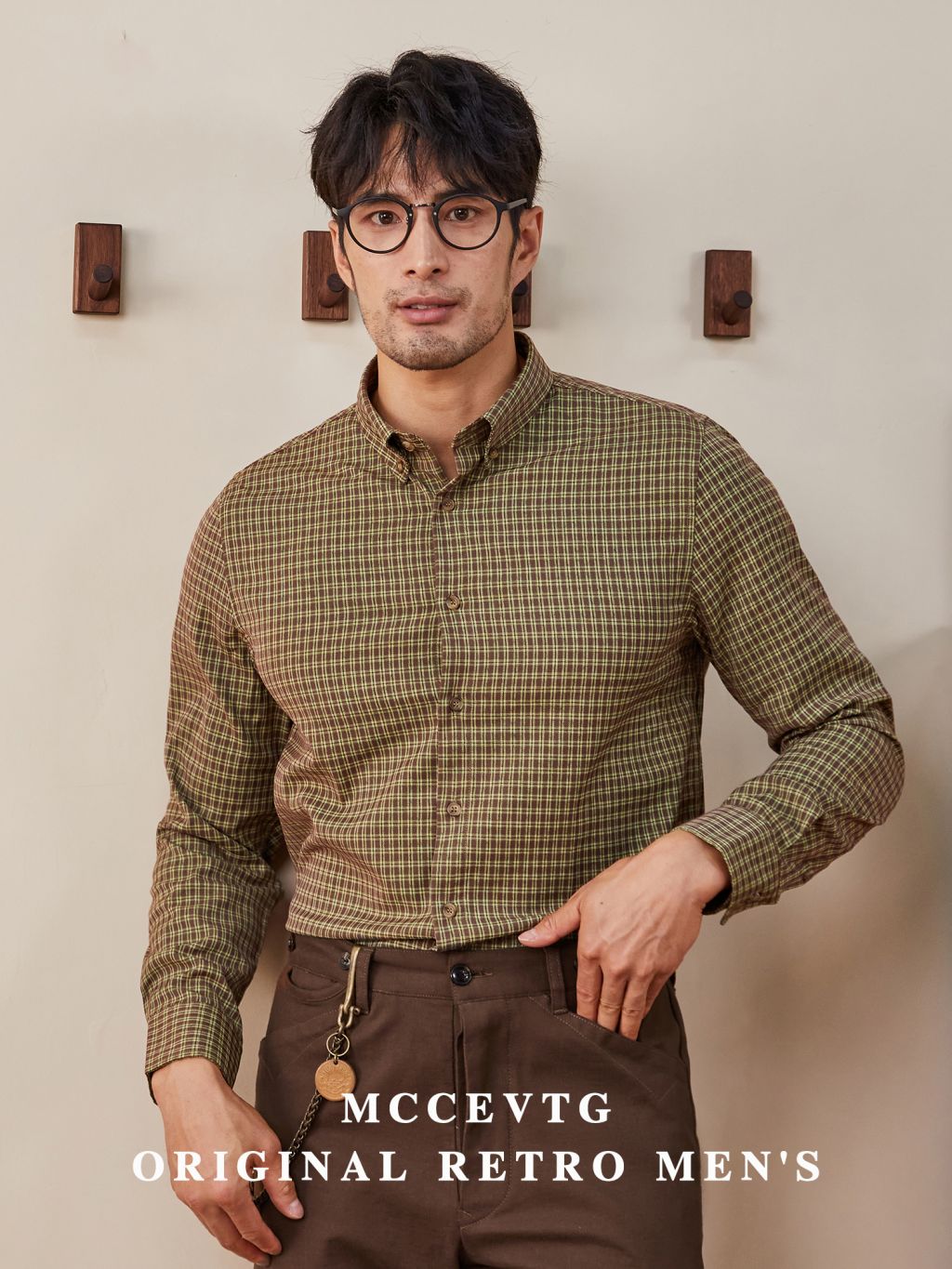 Gradient Green Casual Checkered Slim Shirt : 마스콜리노(Mascolino)