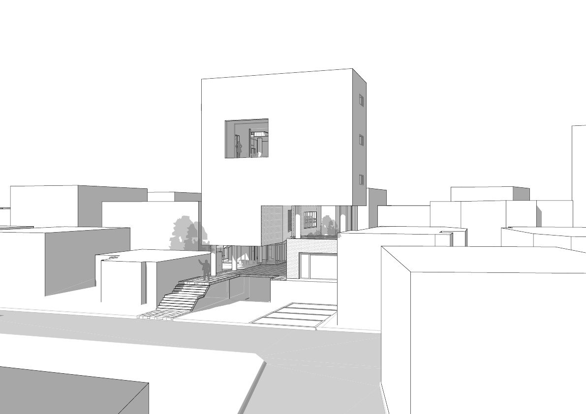 천석교(돌다리) 진입방향에 대응하는 두번째 파사드와 공공성을 강화하는 공중보행로 진입시퀀스