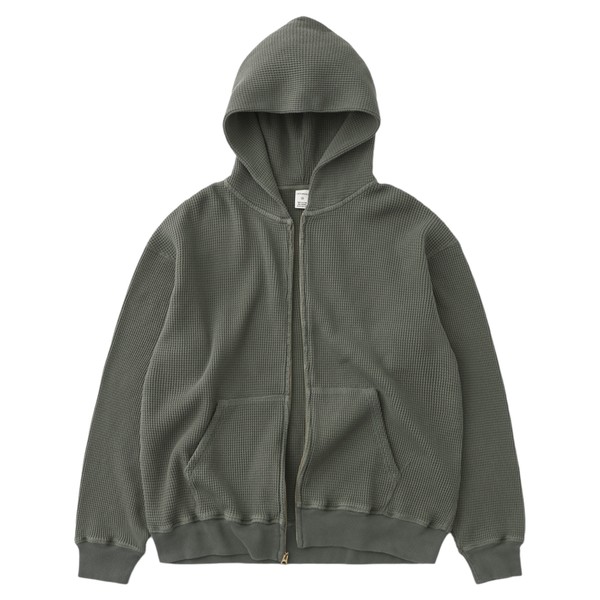 KHAKIS 24SS / FADED WAFFLE FULL ZIP HOODIE / OLIVE : 굿스포츠