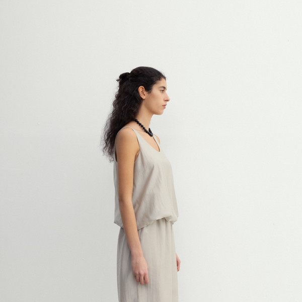 Sheer band pants (gray / white / black) : MONOHA