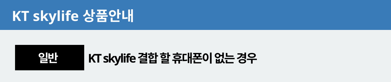 KT sky life 상품안내