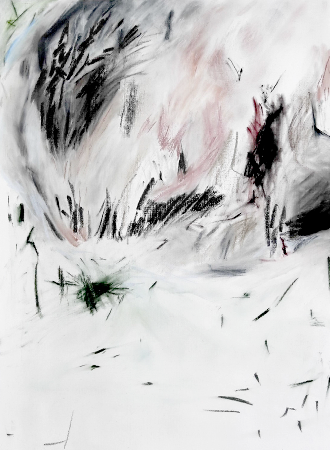 Joan Park, Soundescape V, 2022, charcoal, tpastel, and conte on canvas, 162.2 x 130.3cm