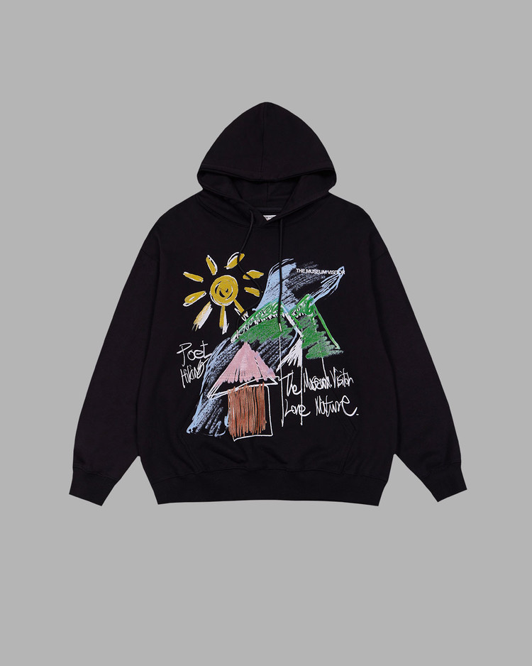 【THE MUSEUM VISITOR】 NATURE PRINTED HOODY (BLACK) NATURE PRINTED HOODY (BLACK) : THE MUSEUM VISITOR