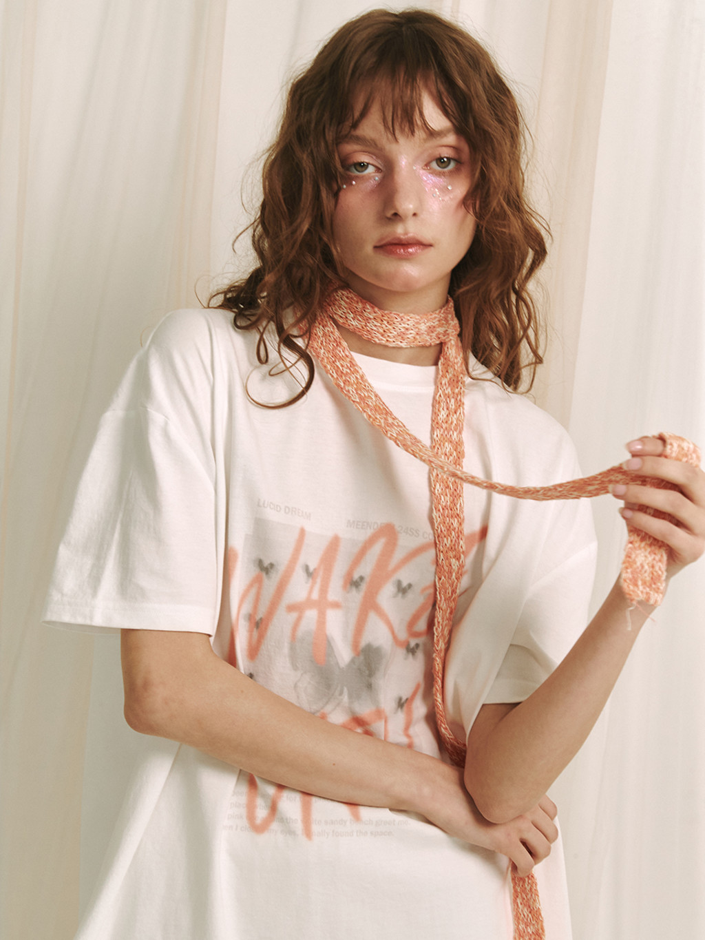 ★MEENDERI★MONDAY T-SHIRT - SALMON★正規品/韓国直送料込 MEENDERI] MONDAY T-SHIRT - SALMON