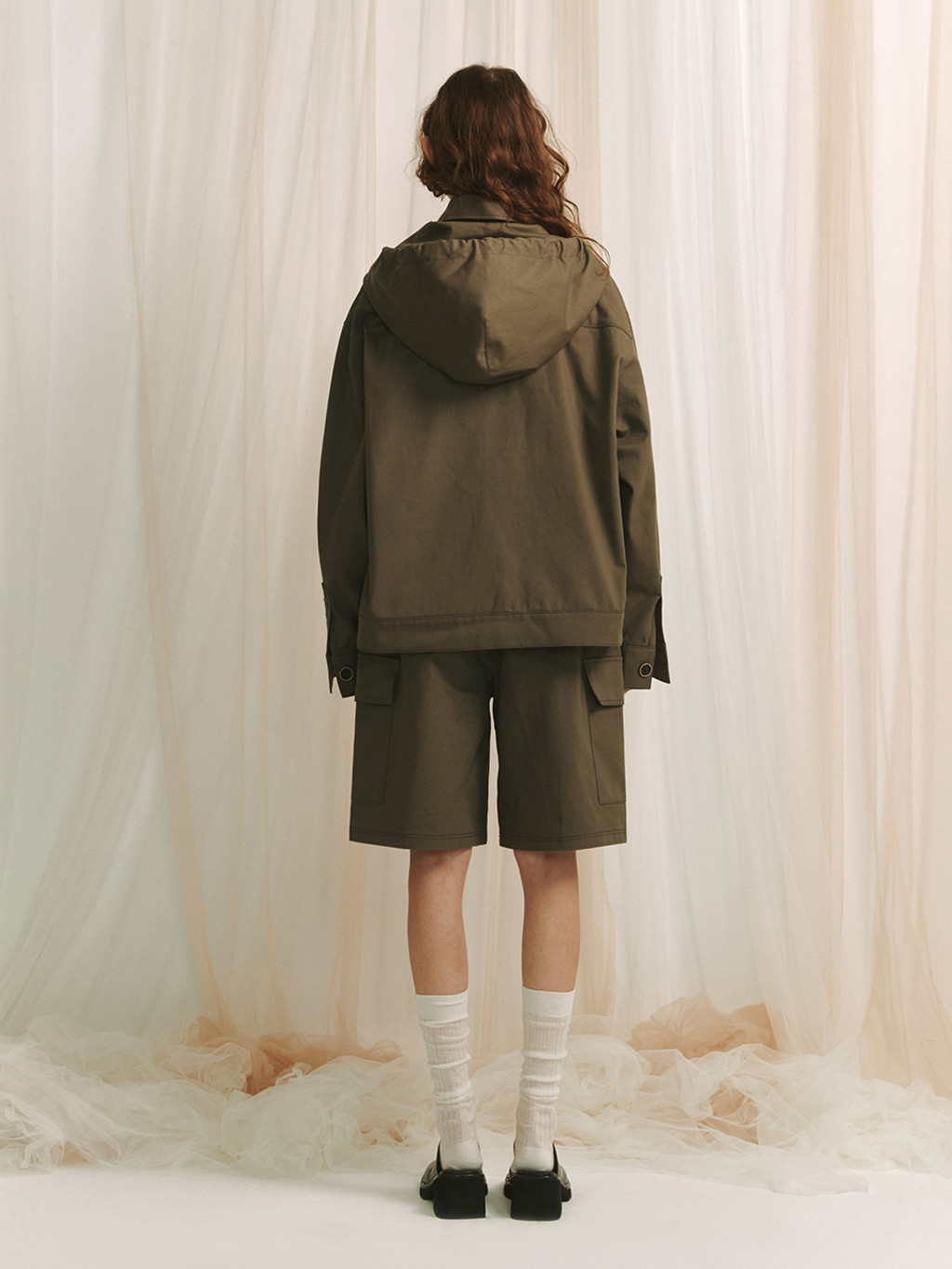 ★MEENDERI★HOODIE SHIRT JACKET - BROWN★正規品/韓国直送料込 MEENDERI] HOODIE SHIRT JACKET - BROWN