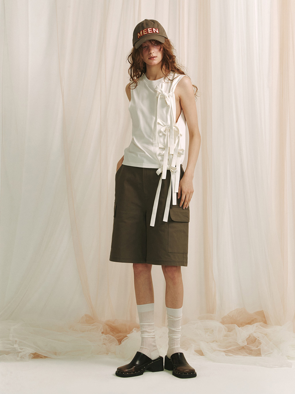 MEENDERI] BIG POCKET SHORTS - BROWN