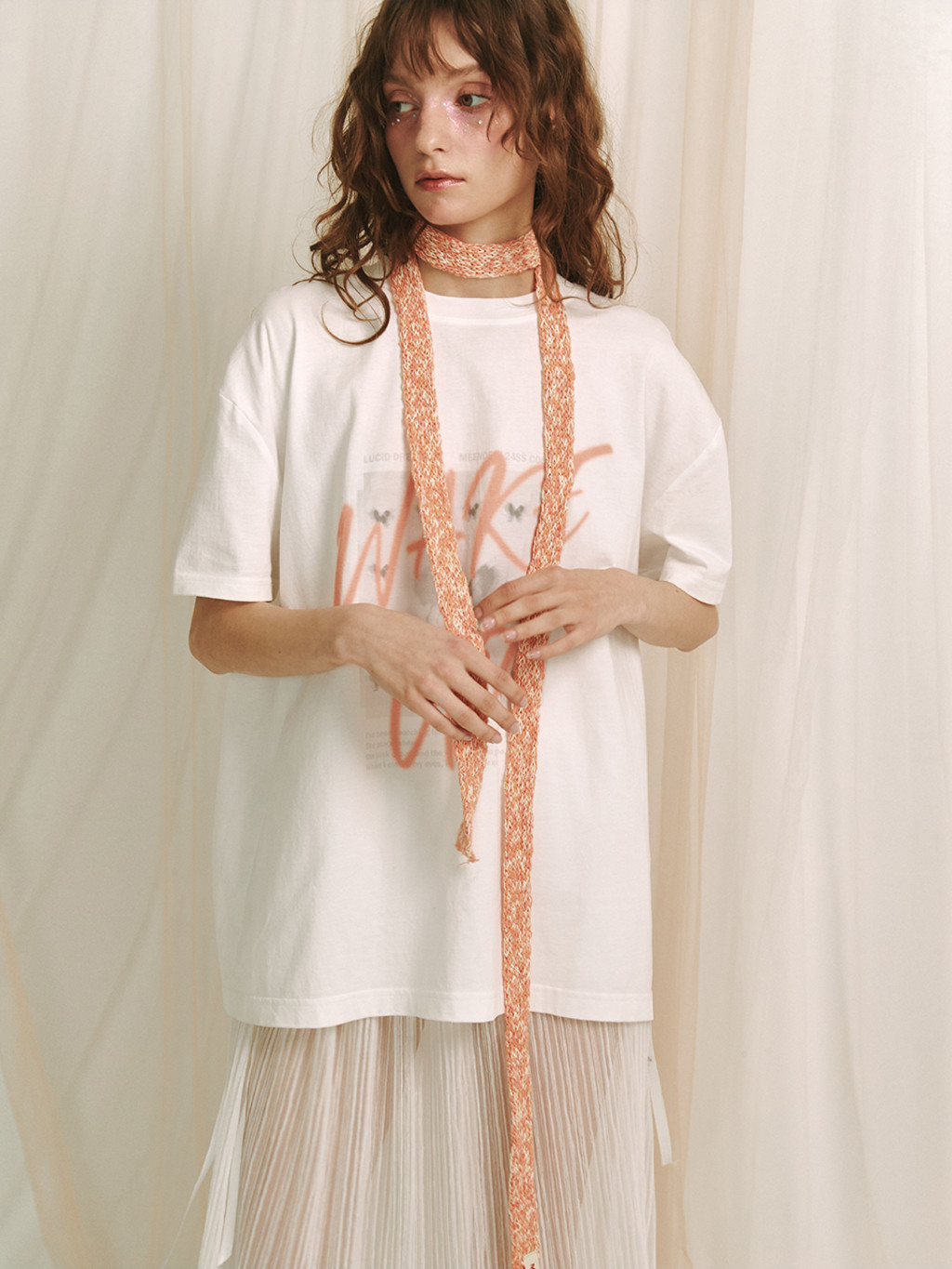 ★MEENDERI★MONDAY T-SHIRT - SALMON★正規品/韓国直送料込 MEENDERI] MONDAY T-SHIRT - SALMON