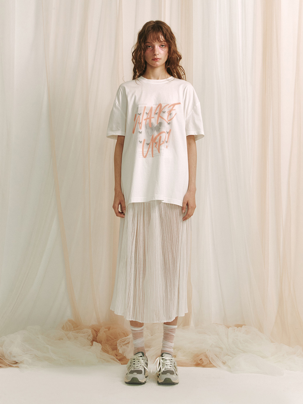 ★MEENDERI★MONDAY T-SHIRT - SALMON★正規品/韓国直送料込 MEENDERI] MONDAY T-SHIRT - SALMON