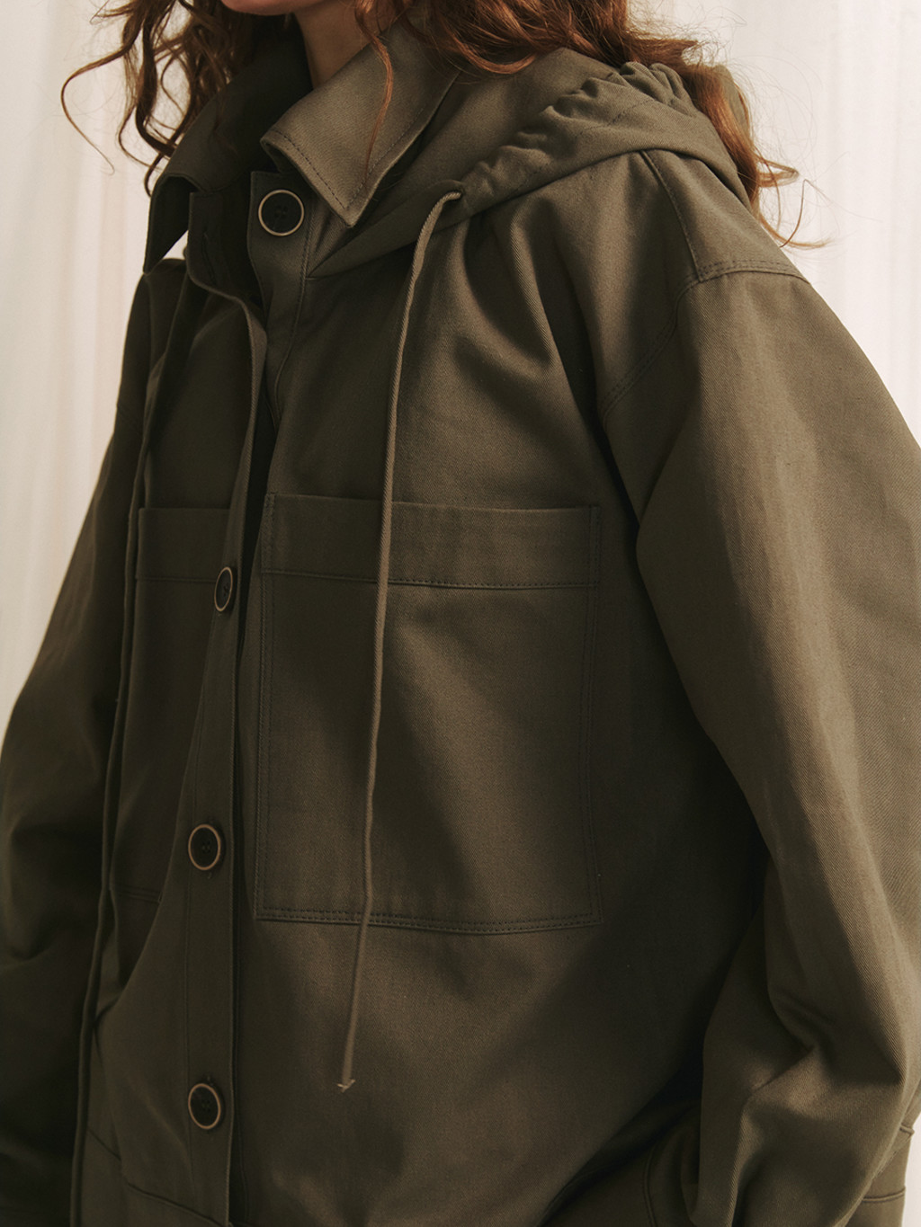 MEENDERI] HOODIE SHIRT JACKET - BROWN