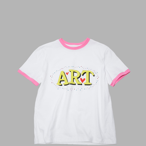 [THE MUSEUM VISITOR]★CUT-OUT ART STUD T-SHIRT CUT-OUT ART STUD T-SHIRT (WHITE / PINK) : THE MUSEUM VISITOR