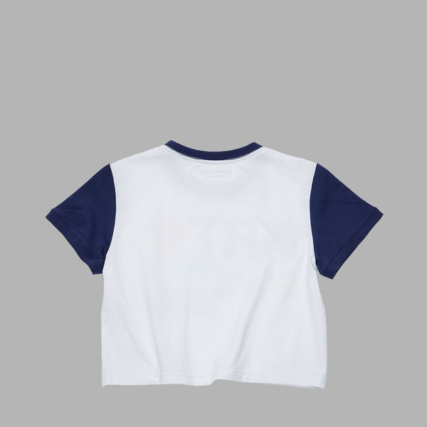 AMBG PRINTED CROP T-SHIRT (WHITE / NAVY) : THE MUSEUM VISITOR