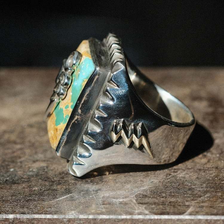 昭和レトロ　リング Engraved K20 Diamond Ring 354 | ターコイズ・メンズシルバー
