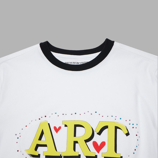 [THE MUSEUM VISITOR]★CUT-OUT ART STUD T-SHIRT CUT-OUT ART STUD T-SHIRT (WHITE / PINK) : THE MUSEUM VISITOR