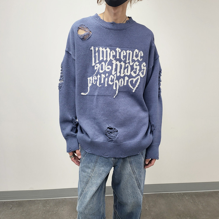 ニット・セーター IONSEOUL Blue Scar Graphic Knit JH072 Blue Scar Graphic Knit│블루 스카 그래픽 니트 : 아이온서울