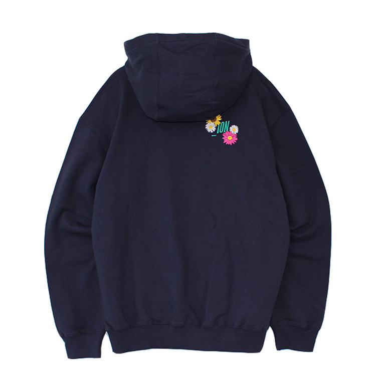 【IONSEOUL】Knits Lettering Overfit Hoodie 4JH508 IONSEOUL Smile Signature Embroidery Overfit Hoodie (Black