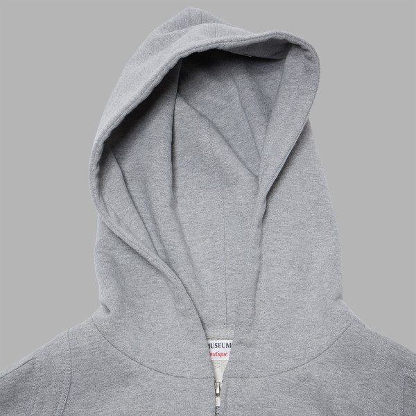 METAL LOGO HEAVY BIKER ZIP UP HOODY (GREY) : THE MUSEUM VISITOR