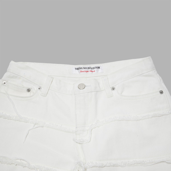 ◆THE MUSEUM VISITOR◆ LINE DAMAGED DENIM SHORTS IVORY 12340 LINE DAMAGED DENIM SHORTS (IVORY) : THE MUSEUM VISITOR