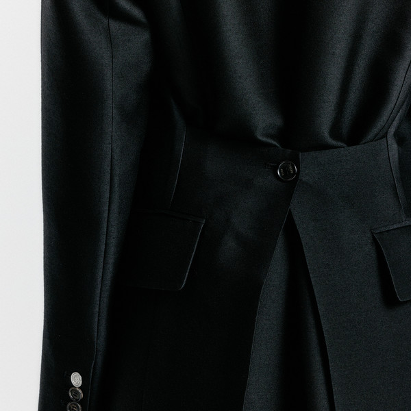 YALE Peaked lapel Tailored Long Coat - Black : EENK SHOP