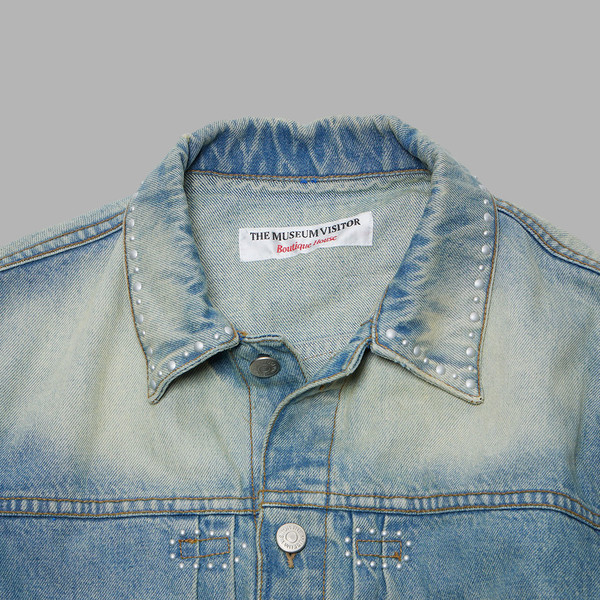 ◆THE MUSEUM VISITOR◆ RIPPED OFF POCKET STUD DENIM JACKET W THE MUSEUM VISITOR]☆RIPPED OFF POCKET STUD DENIM JACKET