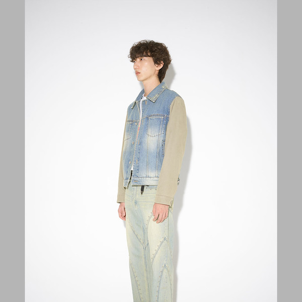 ◆THE MUSEUM VISITOR◆ HYBRID STUD DENIM JACKET WASHED BLUE HYBRID STUD DENIM JACKET (WASHED BLUE) : THE MUSEUM VISITOR