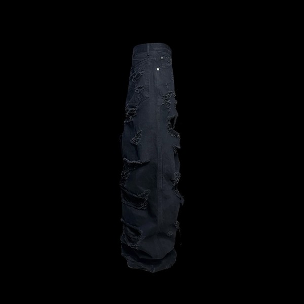 Destroyed baggy wide Leg jeans - black : EMOstanceclub