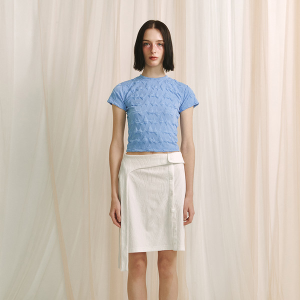 ★MEENDERI★WAVE JACQUARD T-SHIRT - SKY BLUE★正規品/送料込 MEENDERI] WAVE JACQUARD T-SHIRT - SKY BLUE