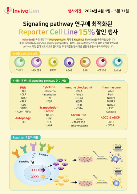 [InvivoGen] Reporter Cell Line 15% 할인 행사 (~5/31) : 할인행사 및 각종 Event