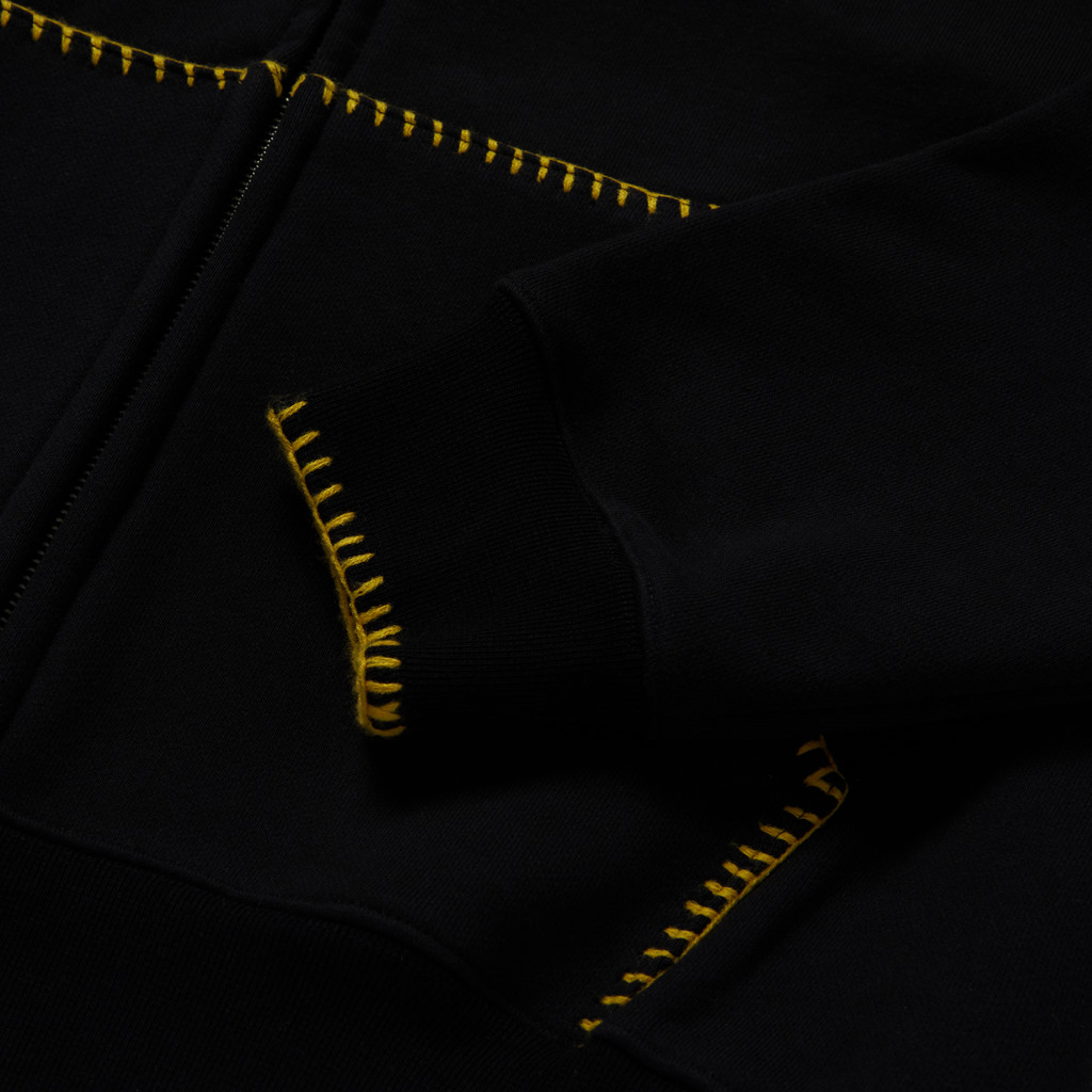 Blanket Stitch Check Hoodie Zip-Up (BLACK) : 가먼츠팹